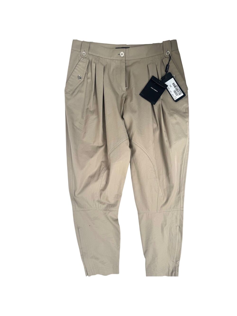 Dolce & Gabbana NWT Khaki Cotton Pants with Ankle Zip Detail Size IT 42 / US 6